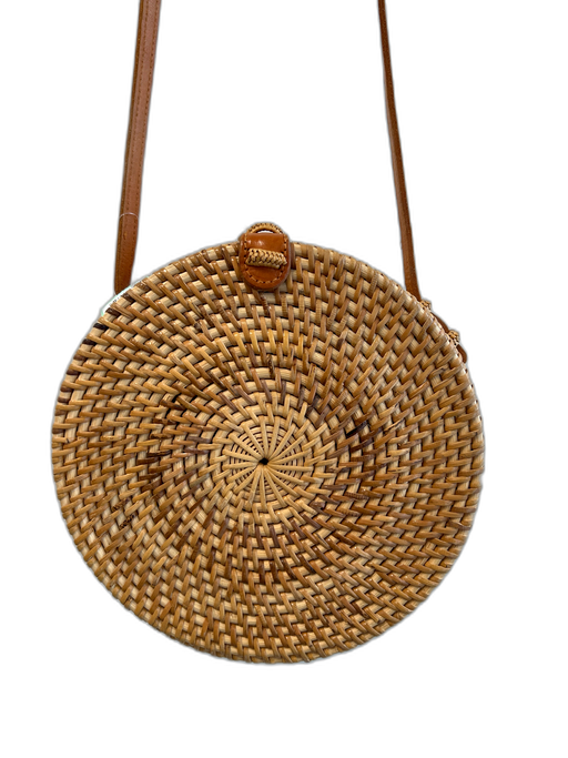 No Brand Tan Wicker Leather Cross Body Circle Bag Tan / S