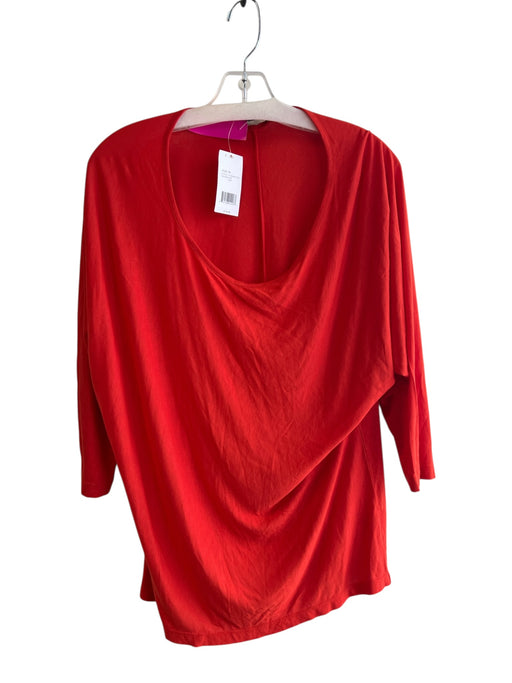 Vince Size M Red Orange Viscose Boat Neck 3/4 Sleeve Top Red Orange / M