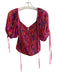 Free People Size XS Pink & Multi Viscose Off Shoulder Balloon Sleeve Shirred Top Pink & Multi / XS