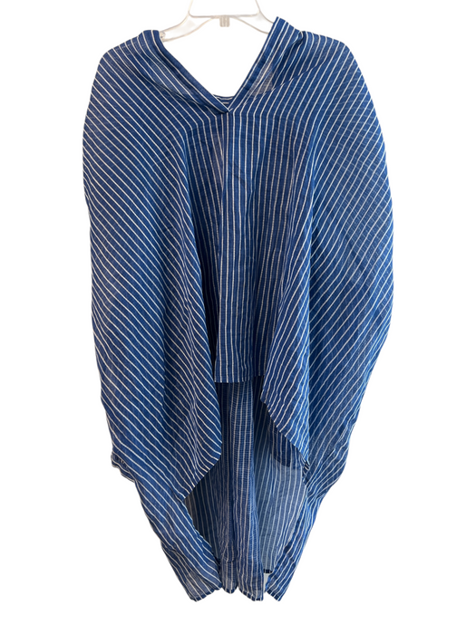 Mes Demoiselles Size One Size Blue Cotton Semi Sheer Striped V Neck Dress Blue / One Size