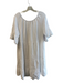 Saks Fifth Avenue Size S White Linen Wide Round Neck Half Sleeve Ruffle Dress White / S
