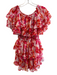 Misa Size XS Pink & Red Polyester Off Shoulder Ruffle Detail Knee Length Dress Pink & Red / XS