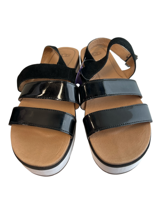 Ugg Shoe Size 9.5 Black Leather Open Toe & Heel Strappy Platform Shoes Black / 9.5