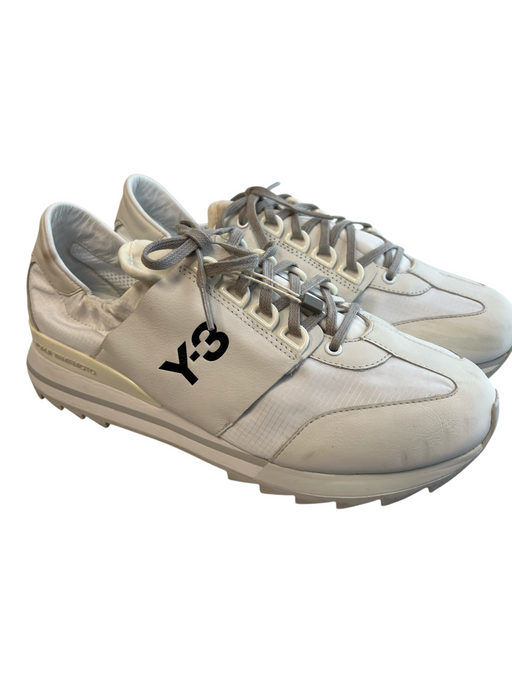 Yohji Yamamoto Shoe Size 39.5 White Leather & Manmade Lace Up Logo Sneaker Shoes White / 39.5