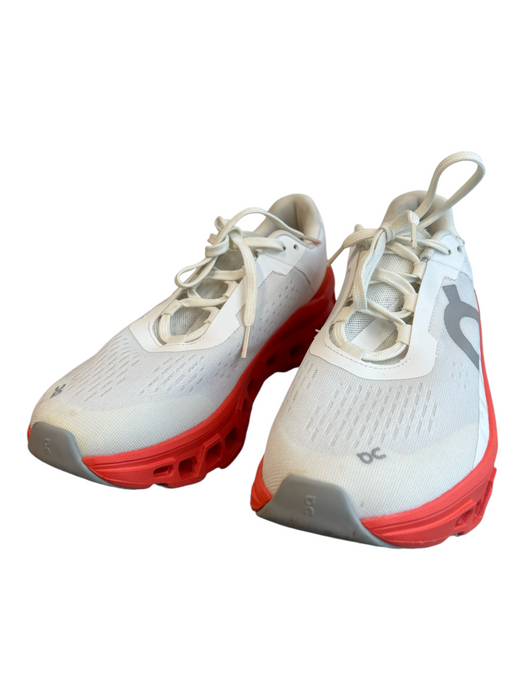 On Cloud Shoe Size 8 White & Orange Manmade Material Round Toe Platform Sneakers White & Orange / 8