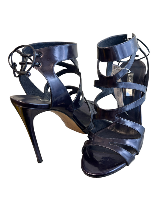 Casadei Shoe Size 9.5 Blue Leather open toe Strappy Tie Stiletto Heels Blue / 9.5