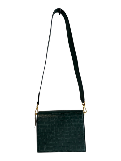 JW PEI Green Faux Leather Reptile Print Gold Hardware Latch Closure Envelope Bag Green / S