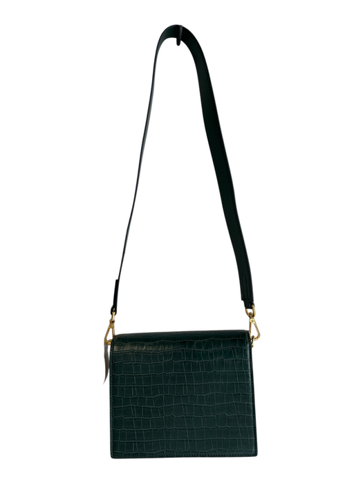 JW PEI Green Faux Leather Reptile Print Gold Hardware Latch Closure Envelope Bag Green / S