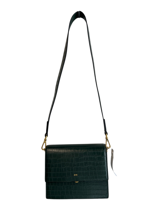 JW PEI Green Faux Leather Reptile Print Gold Hardware Latch Closure Envelope Bag Green / S