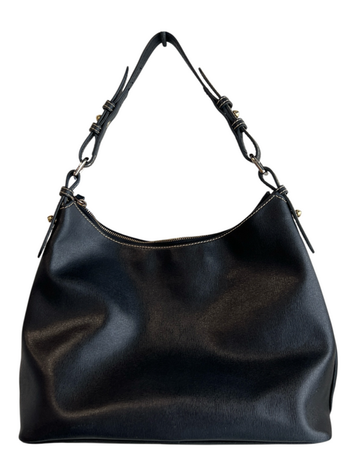 Dooney & Bourke Black Leather Zip Close Silver Hardware Red Interior Bag Black / M