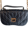 Karl Lagerfeld Black Leather Gold hardware Quilted Twist Lock Crossbody Purse Black / M