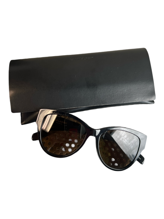 Saint Laurent Black Metal Black Lens Cat Eye Sunglasses Black