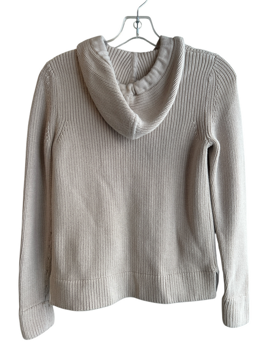 Pura Cashmere Size XS Beige Cotton Hood Zip Front Knit Long Sleeve Sweater Beige / XS