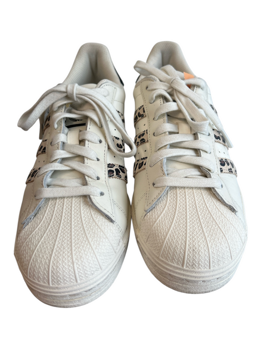 Adidas Shoe Size 8.5 White & Animal Leather Round Toe Lace Up 3 Stripe Shoes White & Animal / 8.5