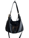 Hobo Black Leather Top Handle Gold Tone Hardware Zip Close Bag Black