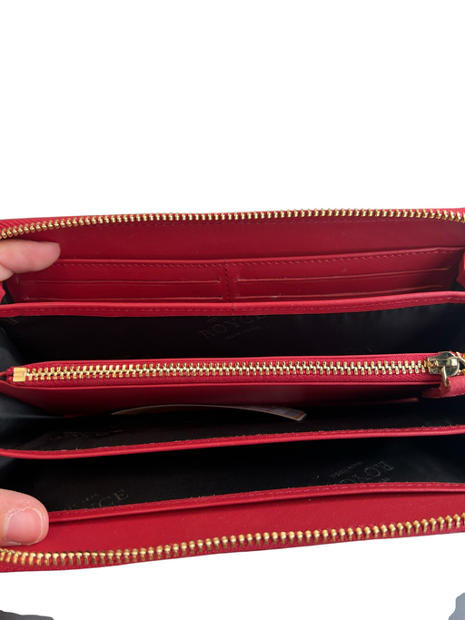 Royce Red Leather Zip Close Inside & Outside Pockets Wallets Red