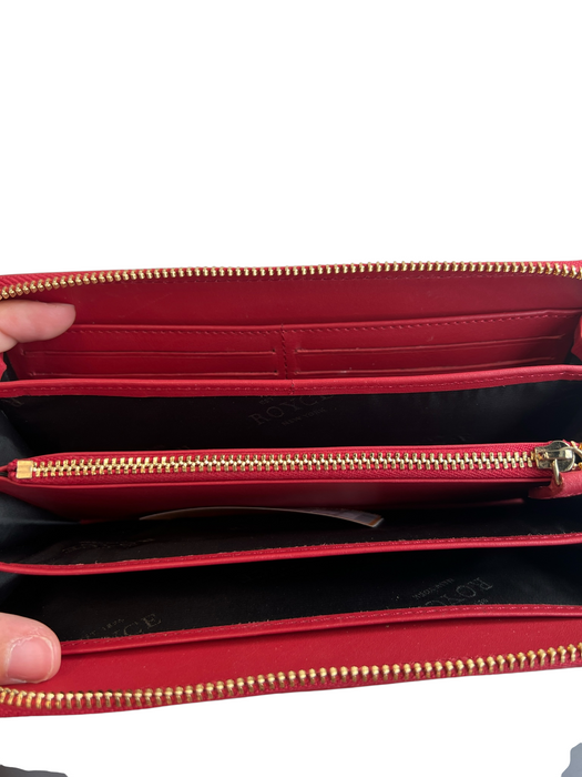 Royce Red Leather Zip Close Inside & Outside Pockets Wallets Red