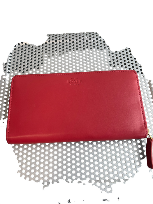 Royce Red Leather Zip Close Inside & Outside Pockets Wallets Red