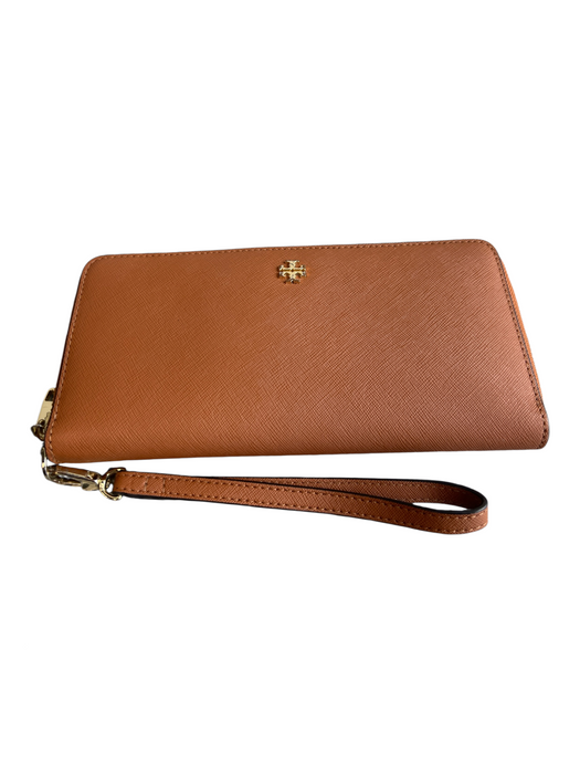 Tory Burch Brown Leather Zip Close Inside Pocket Wristlet Wallets Brown