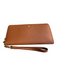 Tory Burch Brown Leather Zip Close Inside Pocket Wristlet Wallets Brown