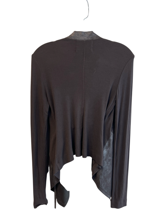 illia Size 4 Brown Genuine Leather Modal Long Sleeve Wrap Top Brown / 4