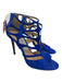 Jimmy Choo Shoe Size 38 Blue Leather open toe Cut Outs Stiletto Suede Sandals Blue / 38