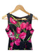 ZKuattra Size S Black & Pink Polyester Blend Sleeveless Flowers Pleated Gown Black & Pink / S