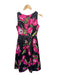 ZKuattra Size S Black & Pink Polyester Blend Sleeveless Flowers Pleated Gown Black & Pink / S