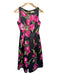 ZKuattra Size S Black & Pink Polyester Blend Sleeveless Flowers Pleated Gown Black & Pink / S