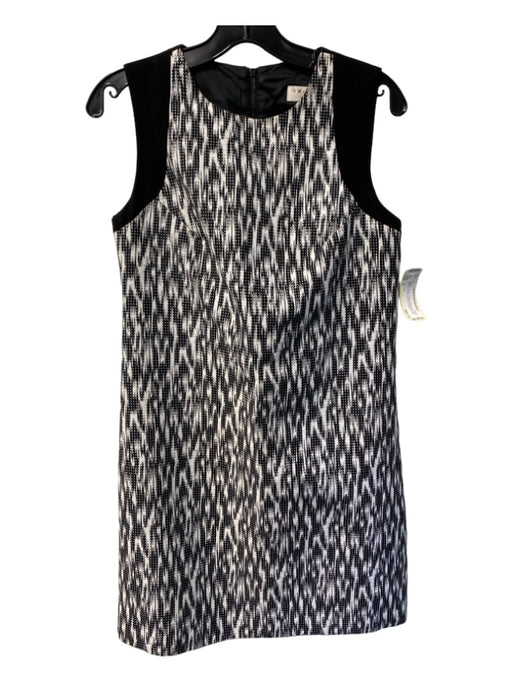 Trina Turk Size 4 Black & White Cotton Sleeveless Midi Abstract Back Zip Dress Black & White / 4