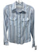 Vince Size 6 Blue & Grey Cotton Striped Long Sleeve Collar Button up Top Blue & Grey / 6