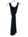 Max Mara Size 6 Navy & Beige Silk Sleeveless Polka Dot Scoop Neck Midi Dress Navy & Beige / 6