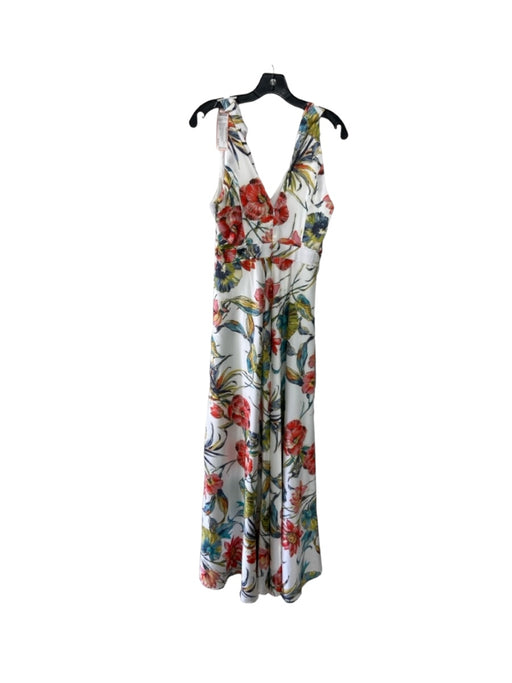 Nicole Miller Size 2 White, Red, Blue & Green Polyester Blend Floral Gown White, Red, Blue & Green / 2