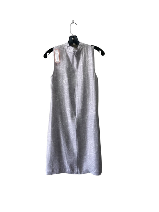 J. McLaughlin Size XS Gray & White Silk Blend Sleeveless Wavy Mock Neck Dress Gray & White / XS
