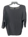 Ecru Size S Black Silk V Neck 3/4 Sleeve Batwing Top Black / S