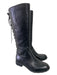 Aqua Shoe Size 9.5 Black Leather Knee High Lace Up Back Round Toe Boots Black / 9.5