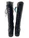 Aqua Shoe Size 9.5 Black Leather Knee High Lace Up Back Round Toe Boots Black / 9.5