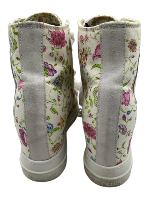 Rucoline Shoe Size 40 White, Green, Pink Canvas Velvet Ribbon Floral Sneakers White, Green, Pink / 40