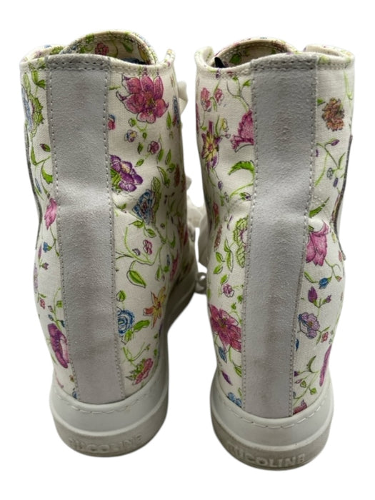 Rucoline Shoe Size 40 White, Green, Pink Canvas Velvet Ribbon Floral Sneakers White, Green, Pink / 40