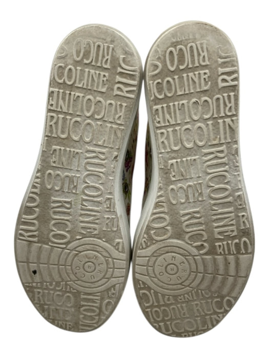 Rucoline Shoe Size 40 White, Green, Pink Canvas Velvet Ribbon Floral Sneakers White, Green, Pink / 40