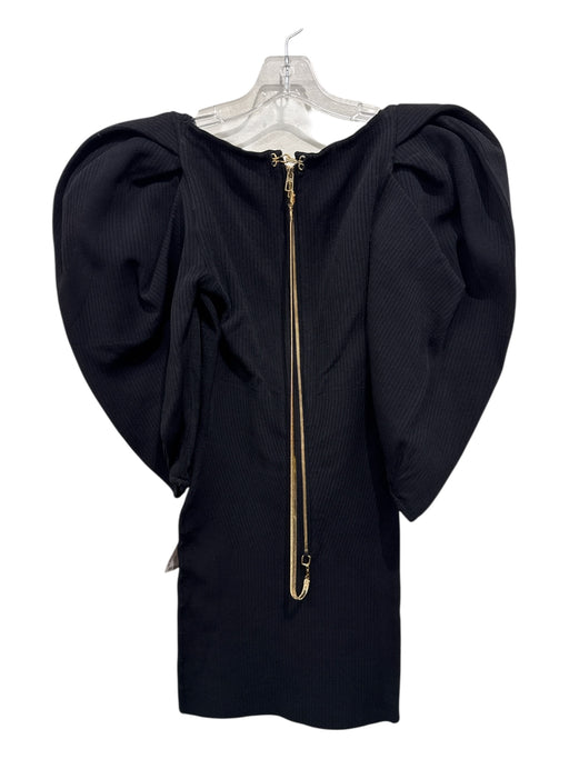 AZ Factory Size Medium Black & Gold Viscose Blend Long puff sleeve Knit Dress Black & Gold / Medium