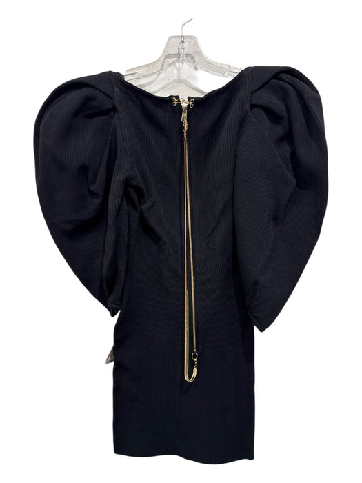 AZ Factory Size Medium Black & Gold Viscose Blend Long puff sleeve Knit Dress Black & Gold / Medium