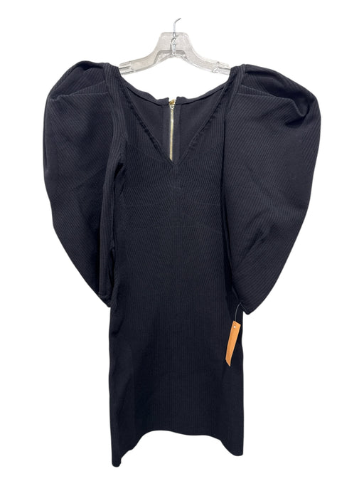 AZ Factory Size Medium Black & Gold Viscose Blend Long puff sleeve Knit Dress Black & Gold / Medium