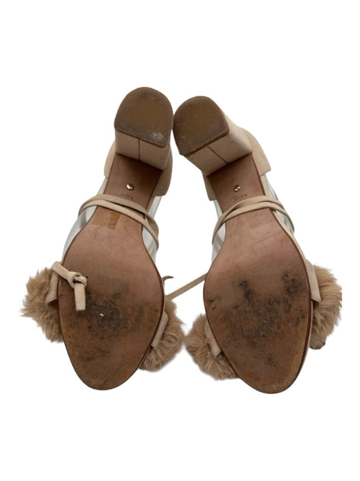 Raye Shoe Size 9 nude Faux Fur Seed Beads Open Toe Ankle Tie Pumps nude / 9