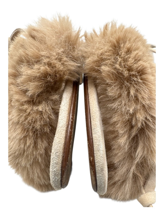 Raye Shoe Size 9 nude Faux Fur Seed Beads Open Toe Ankle Tie Pumps nude / 9