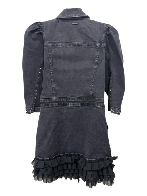 Liu Jo Size estimated M Black Cotton Denim Button Down Jewled Collar Dress Black / estimated M