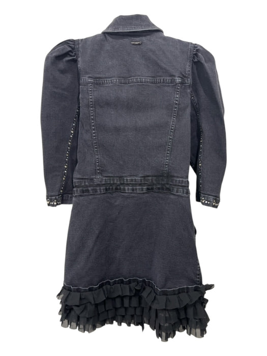 Liu Jo Size estimated M Black Cotton Denim Button Down Jewled Collar Dress Black / estimated M