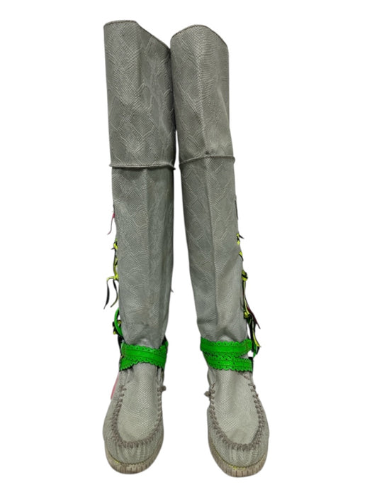 El Vaquero Shoe Size est 9 Taupe, Green, Yellow, Pink Snake Skin Moccasin Boots Taupe, Green, Yellow, Pink / est 9