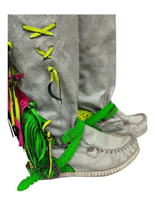 El Vaquero Shoe Size est 9 Taupe, Green, Yellow, Pink Snake Skin Moccasin Boots Taupe, Green, Yellow, Pink / est 9