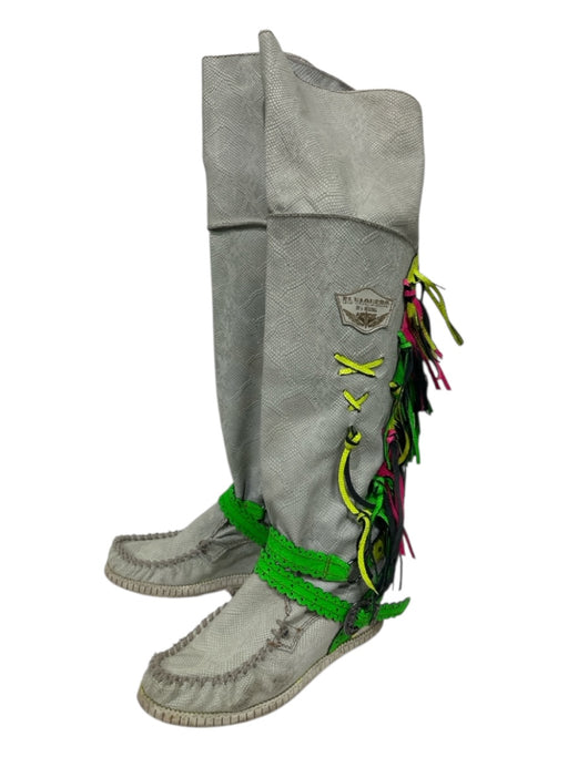 El Vaquero Shoe Size est 9 Taupe, Green, Yellow, Pink Snake Skin Moccasin Boots Taupe, Green, Yellow, Pink / est 9